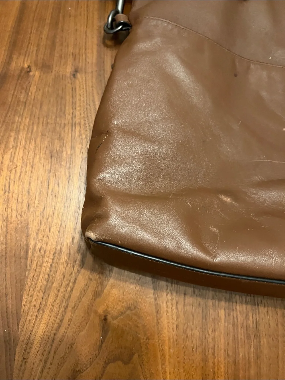 Coach Brown Leather Convertible Laptop Tote with Black Trim